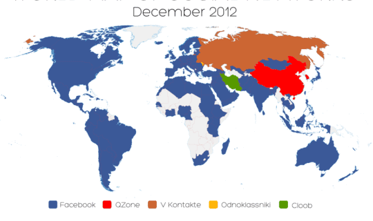 world map of social networks 2012