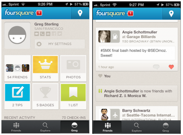 Le nouveau design de Foursquare s'attaque aux débutants