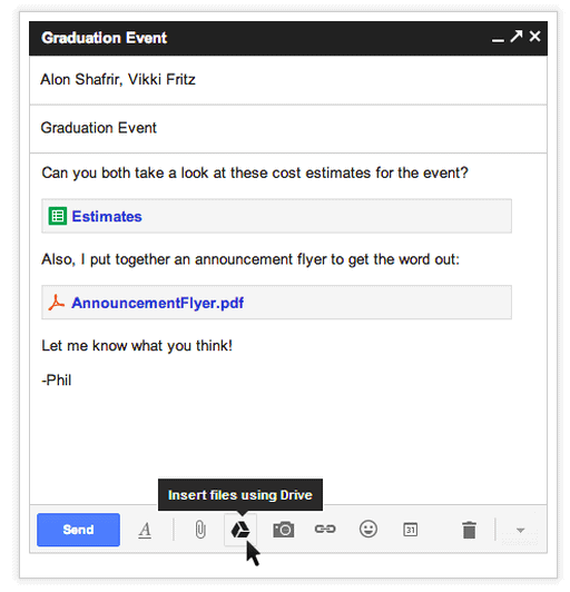 Google Drive s'intègre à Gmail pour envoyer des fichiers de 10 GB