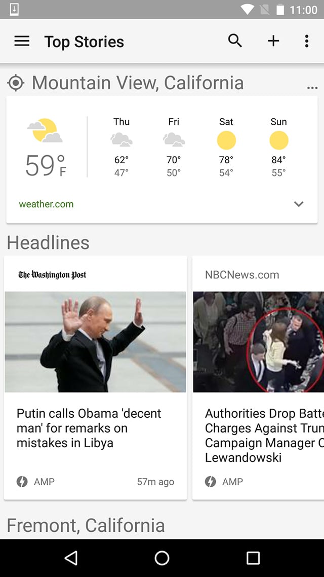 Google news page AMP sur Android